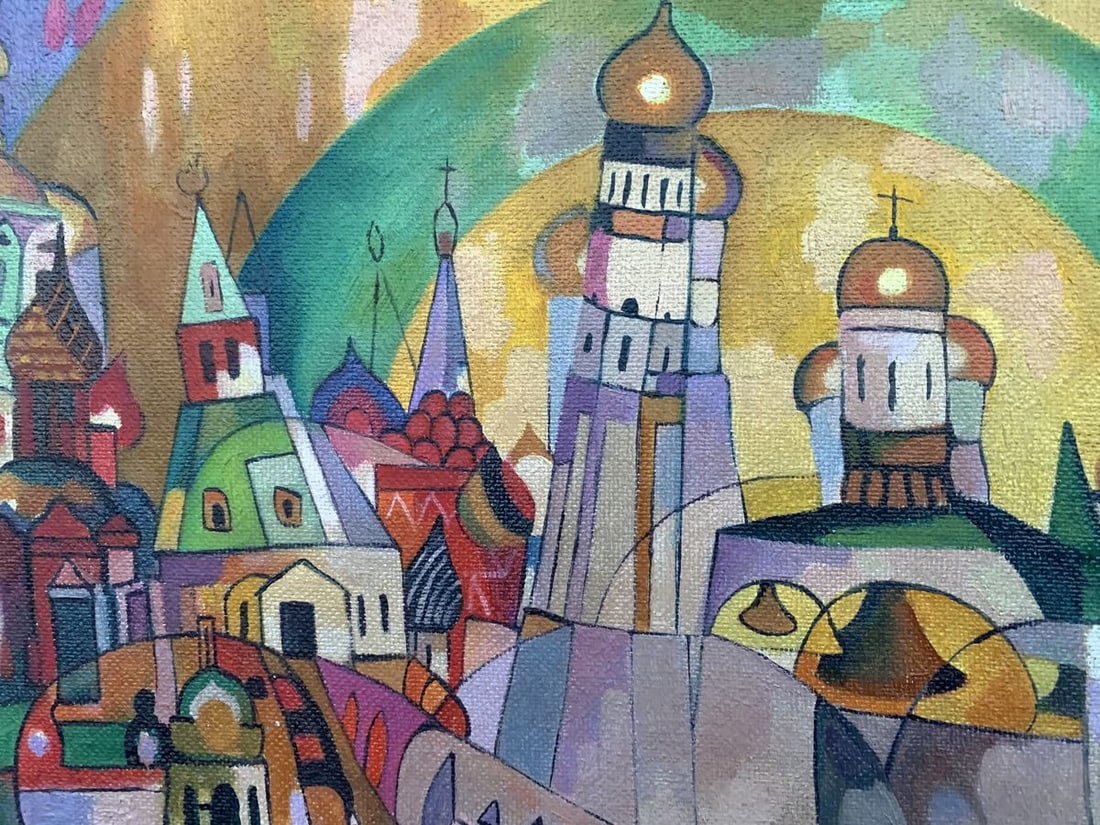 Abstract oil painting Country life (based on Mikhail Larionov) V. Konotopsky - 4