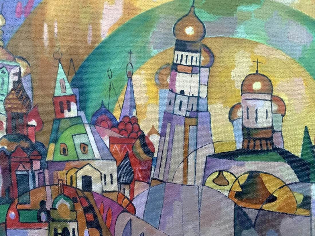 Abstract oil painting Country life (based on Mikhail Larionov) V. Konotopsky - 5