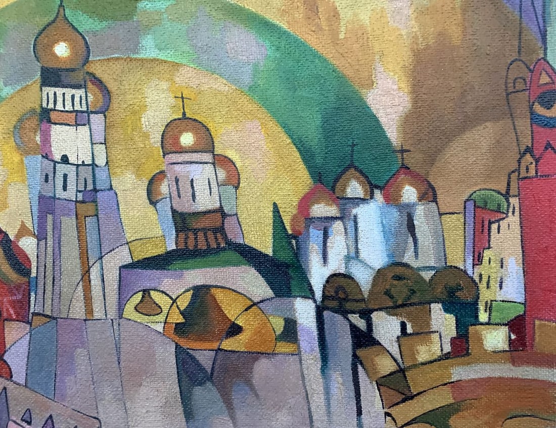 Abstract oil painting Country life (based on Mikhail Larionov) V. Konotopsky - 6