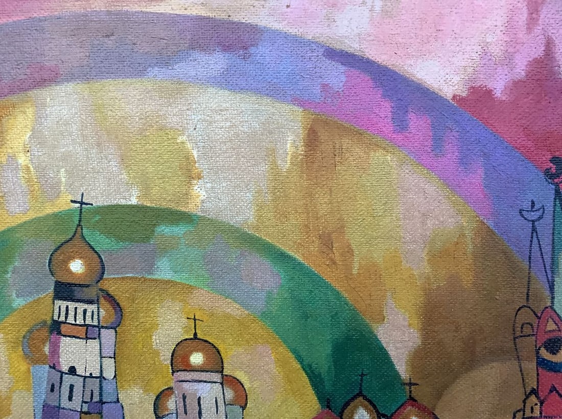 Abstract oil painting Country life (based on Mikhail Larionov) V. Konotopsky - 7