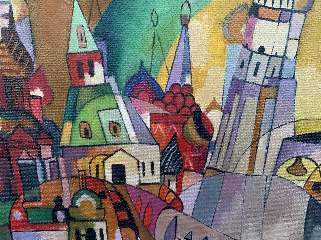 Abstract oil painting Country life (based on Mikhail Larionov) V. Konotopsky - 8