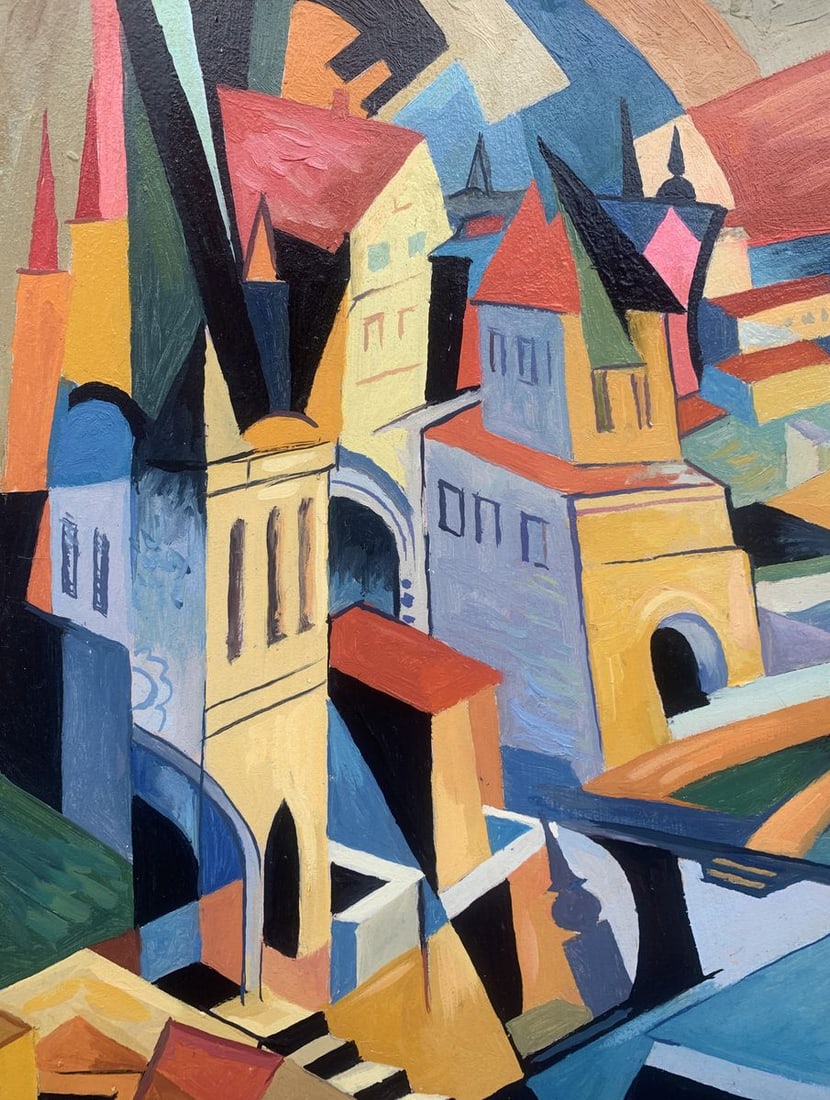 Abstract oil painting City life (based on paintings by Alexandra Exter) Victor Konotopsky - 3