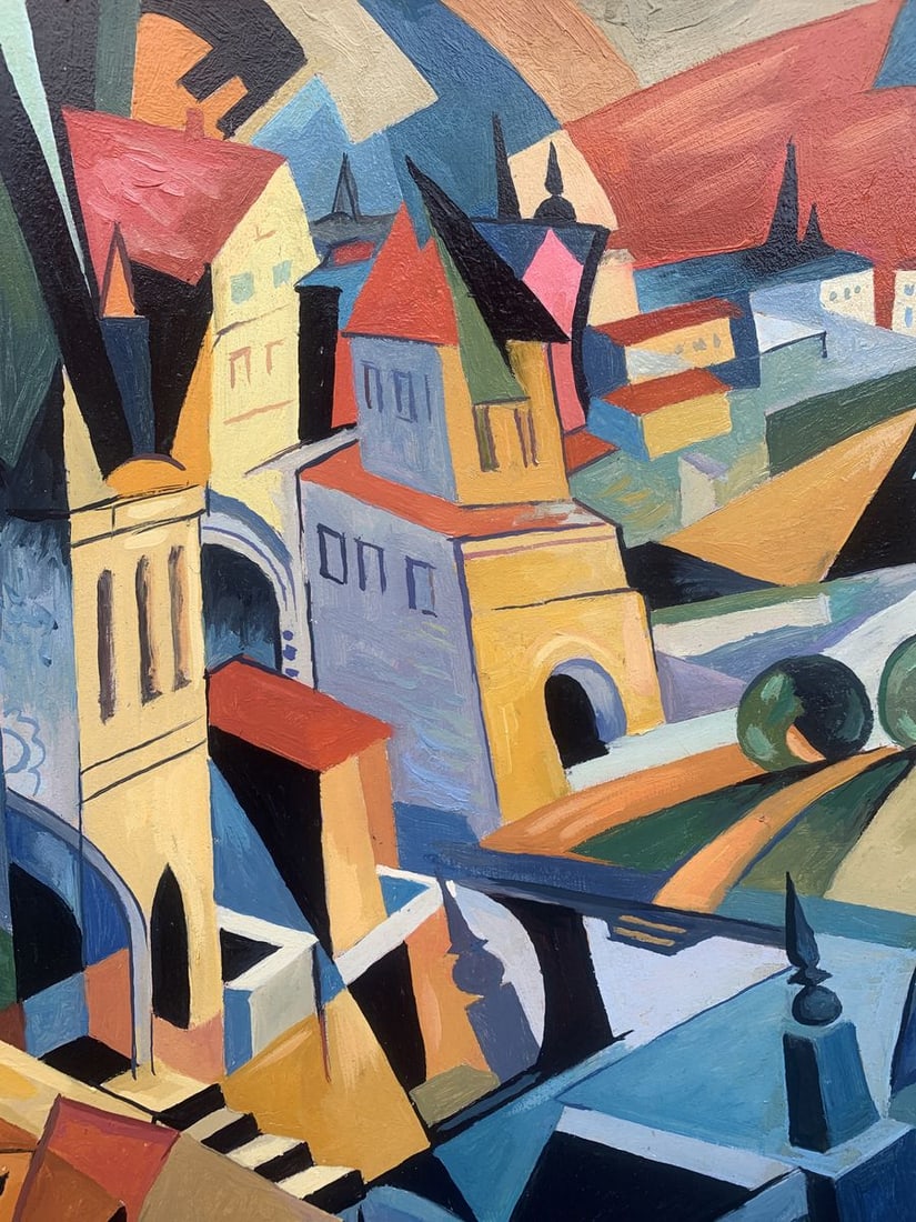 Abstract oil painting City life (based on paintings by Alexandra Exter) Victor Konotopsky - 4