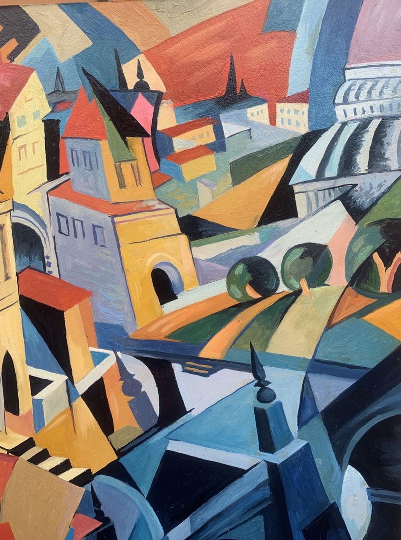 Abstract oil painting City life (based on paintings by Alexandra Exter) Victor Konotopsky - 5