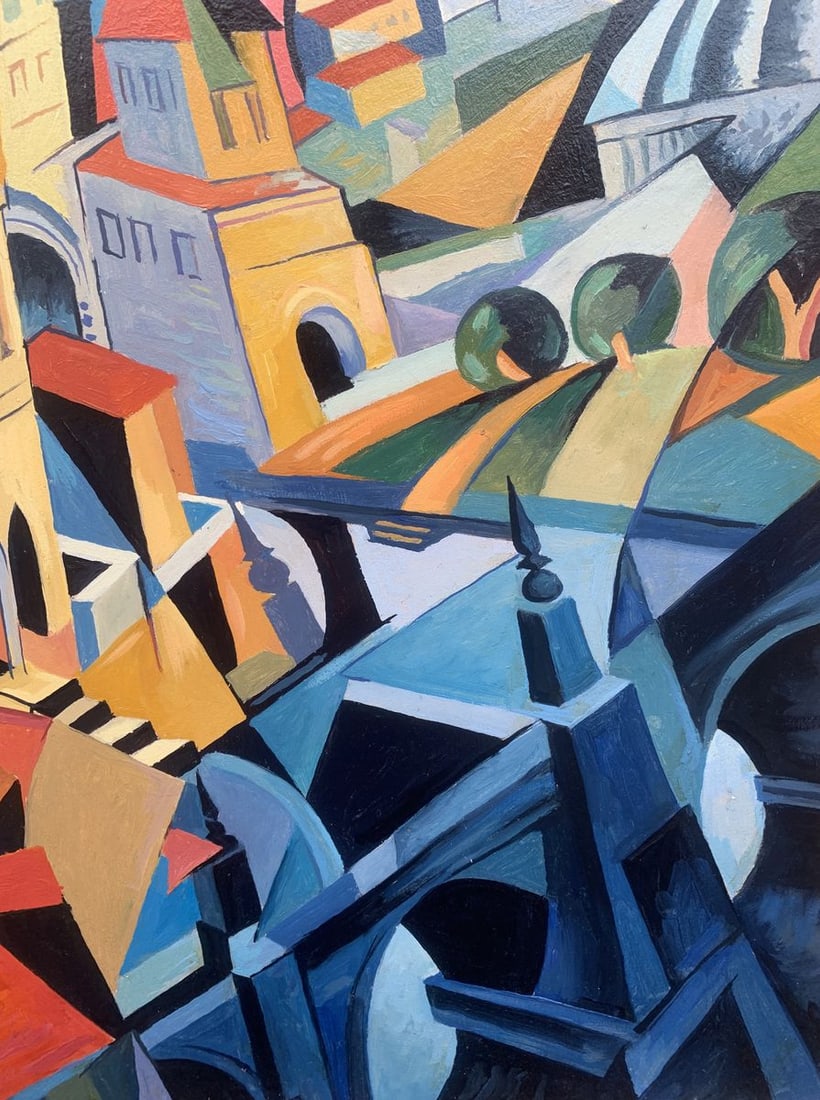 Abstract oil painting City life (based on paintings by Alexandra Exter) Victor Konotopsky - 6