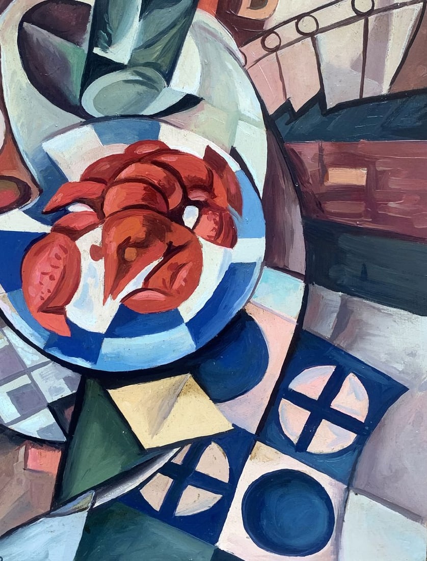 Abstract oil painting Set table (based on paintings by Olga Rozanova) Victor Konotopsky - 5