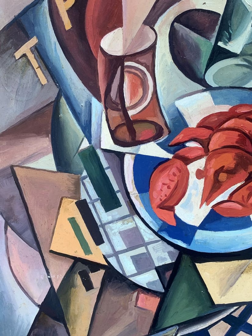 Abstract oil painting Set table (based on paintings by Olga Rozanova) Victor Konotopsky - 6