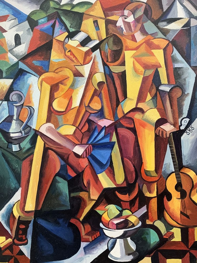 Abstract oil painting Symphony of Musicians (based on paintings by Lyubov Popova) Victor Konotopsky (1 of 9)