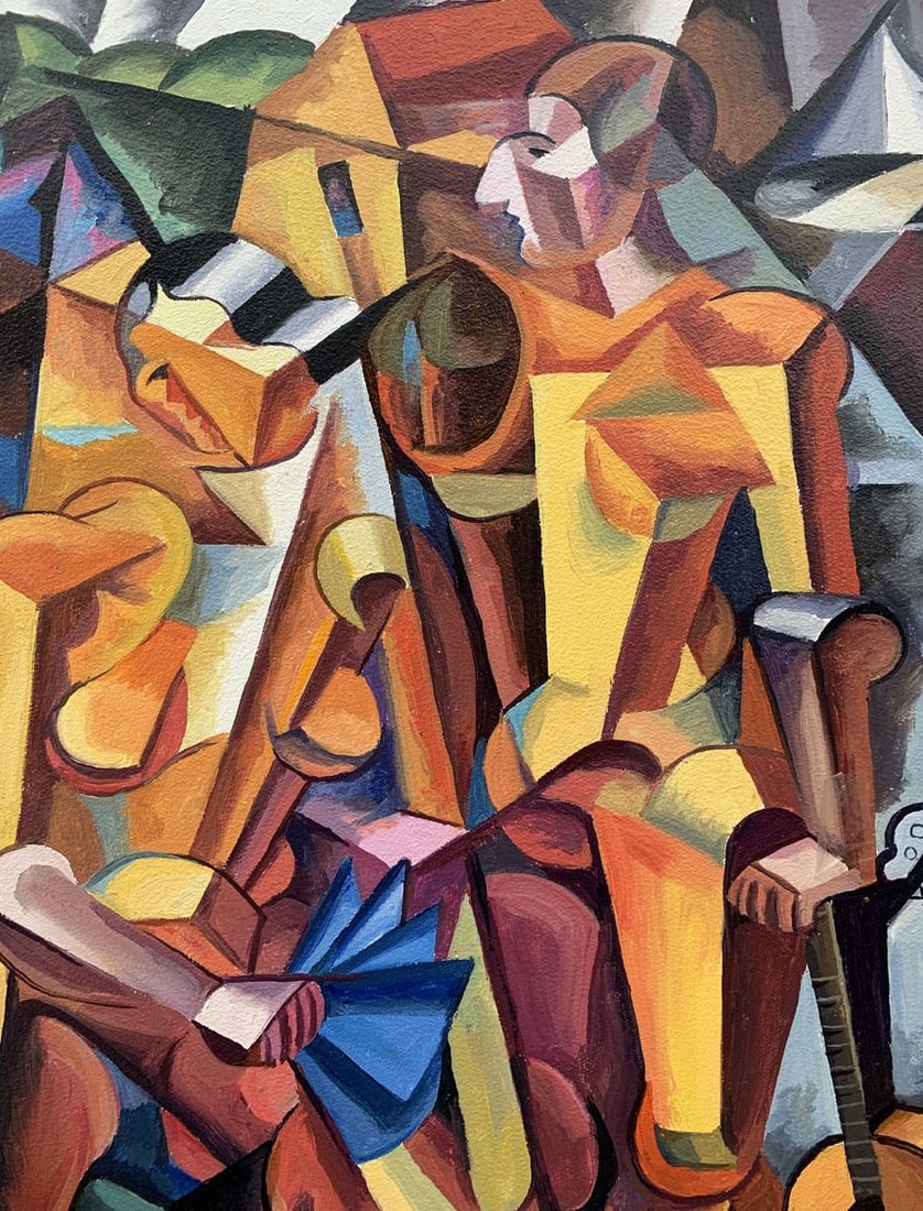 Abstract oil painting Symphony of Musicians (based on paintings by Lyubov Popova) Victor Konotopsky - 2