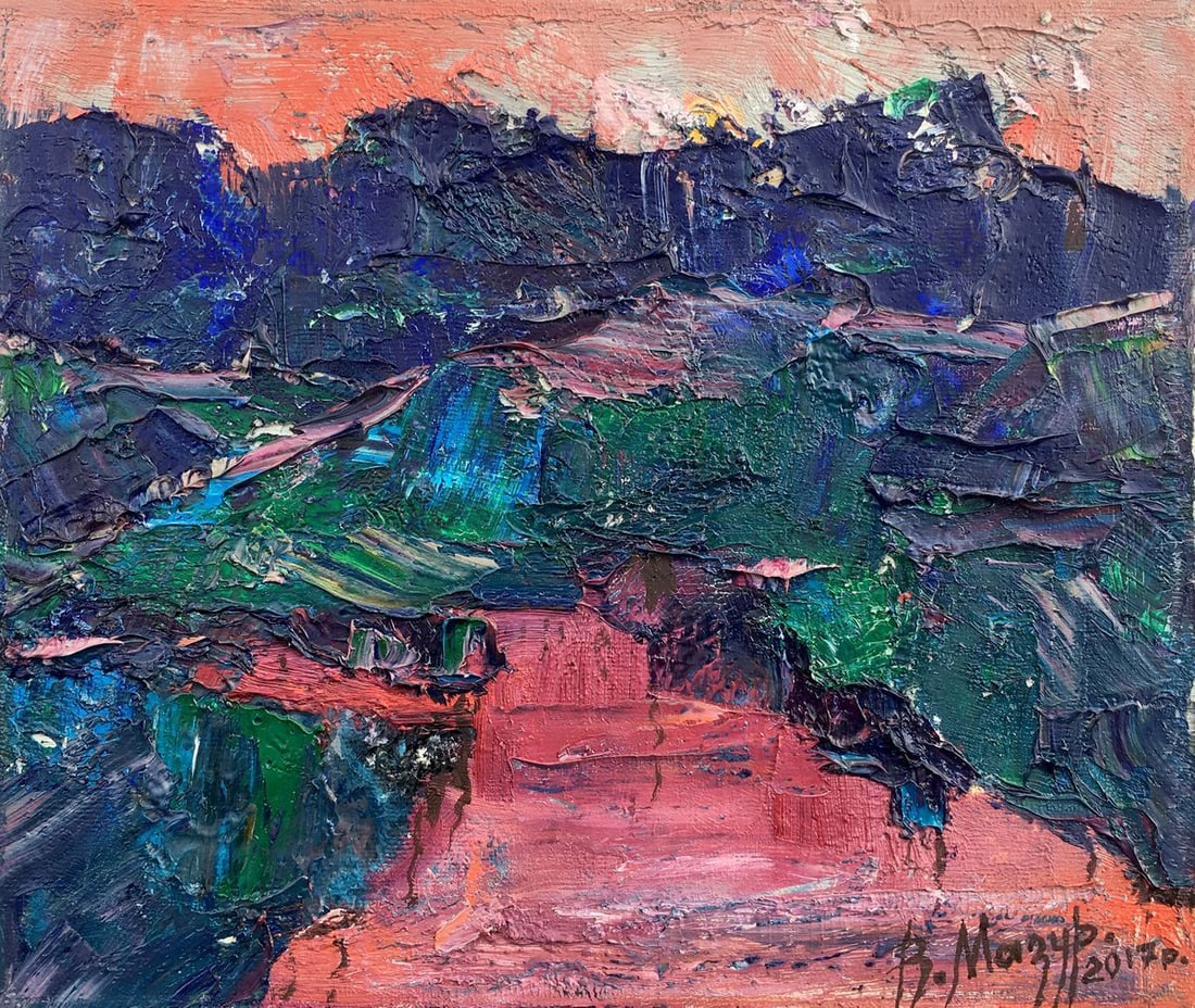 Abstract oil painting Evening sunset Mazur Vladimir (1 of 7)