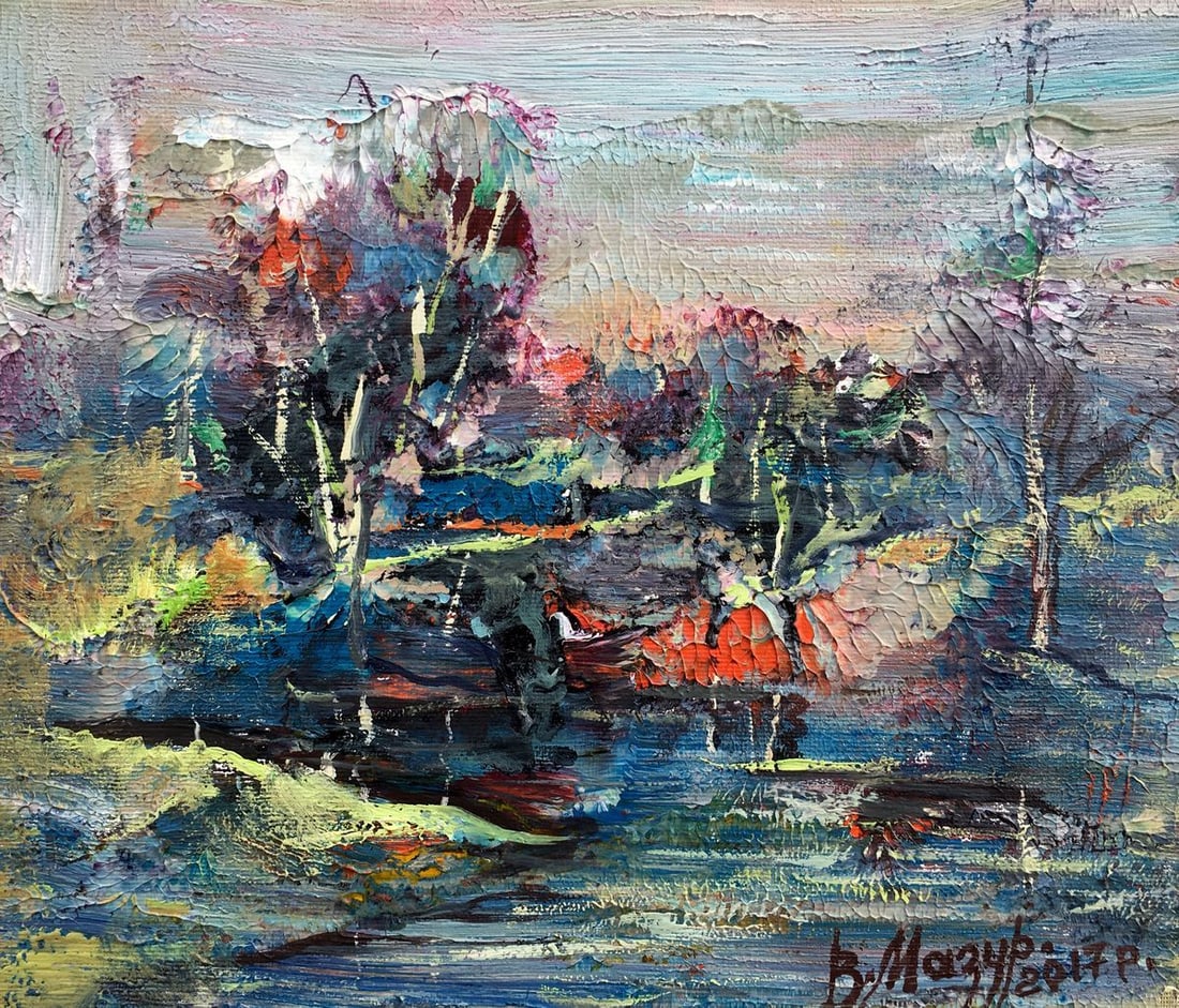Abstract oil painting Deep in nature Mazur Vladimir: Title: Abstract oil painting Deep in nature Mazur Vladimir Description: No97AAA *** ABOUT THIS PAINTING *** * TITLE: "Deep in nature" * ARTISTS: Mazur Vladimir * SIZE: 24x28 cm/'9.44x11.02 inches' * M