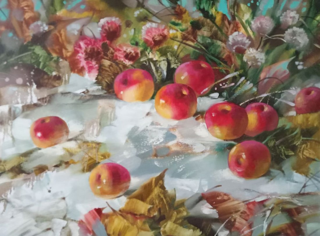 Oil painting apples in the snow Anatoly Borisovich Tarabanov: Title: Oil painting apples in the snow Anatoly Borisovich Tarabanov Description: NoTar 224 *** ABOUT THIS PAINTING *** * TITLE: "apples in the snow" * ARTISTS: Anatoly Borisovich Tarabanov * SIZE: 60x