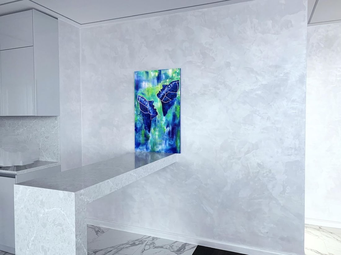 Abstract acrylic painting Underwater breath Valeria Sign - 2