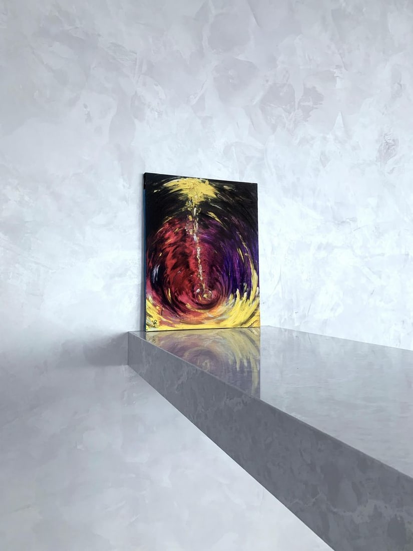 Abstract acrylic painting Absorption Valeria Sign - 2