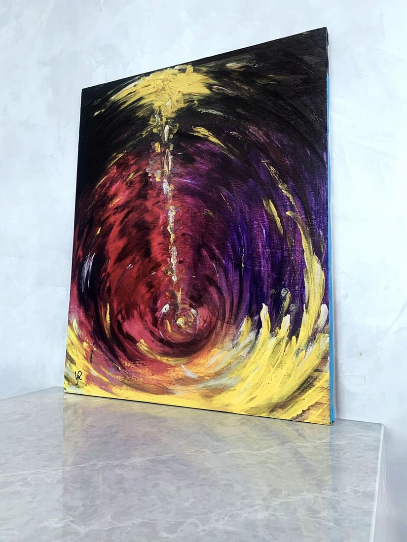 Abstract acrylic painting Absorption Valeria Sign - 3