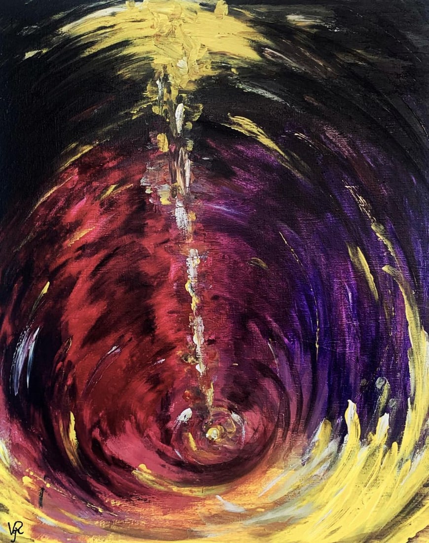 Abstract acrylic painting Absorption Valeria Sign - 4