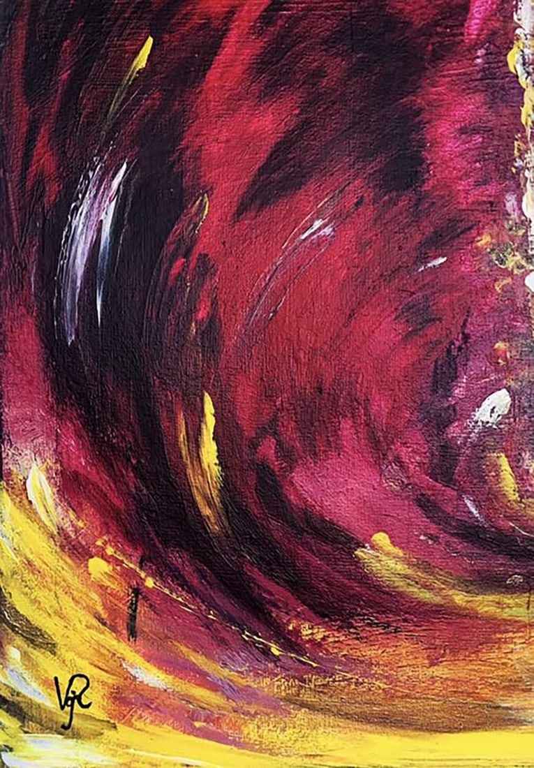 Abstract acrylic painting Absorption Valeria Sign - 5
