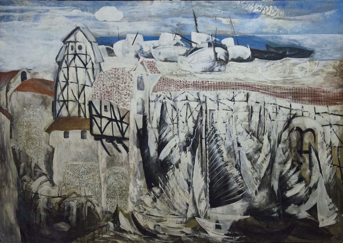 Abstract oil painting House by the shore Zebek Nelli Petrovna (1 of 10)