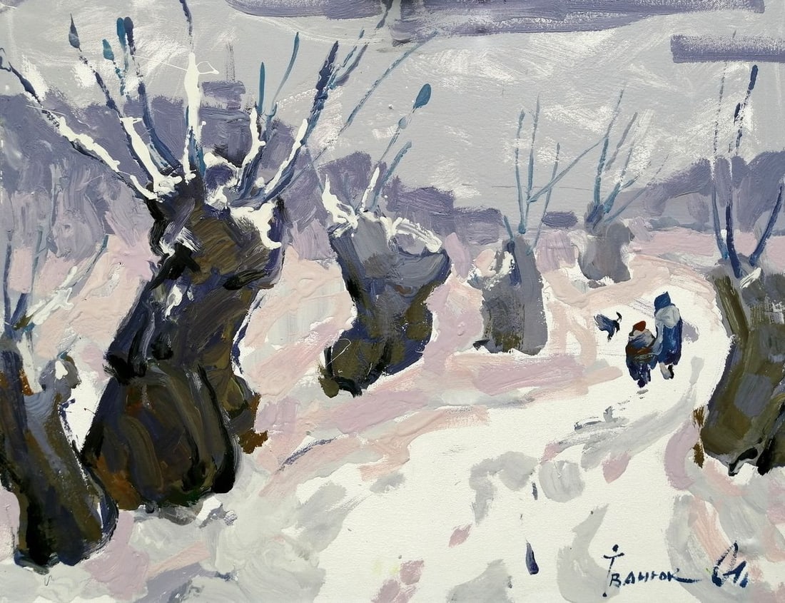 Oil painting Snow day Kalenyuk Alex: Title: Oil painting Snow day Kalenyuk Alex Description: NoKalen 102 *** ABOUT THIS PAINTING *** * TITLE: "Snow day" * ARTISTS: Kalenyuk Alex * SIZE: 70x90 cm/'27.55x35.43 inches' * MEDIUM: oil,