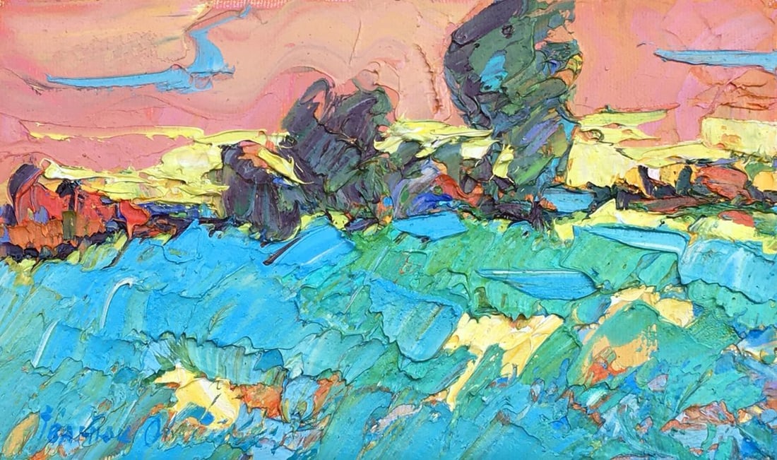 Oil painting Dewy grasses Kalenyuk Alex: Title: Oil painting Dewy grasses Kalenyuk Alex Description: No346AAA *** ABOUT THIS PAINTING *** * TITLE: "Dewy grasses" * ARTISTS: Kalenyuk Alex * SIZE: 15x25 cm/'5.90x9.84 inches' * MEDIUM: oil, can