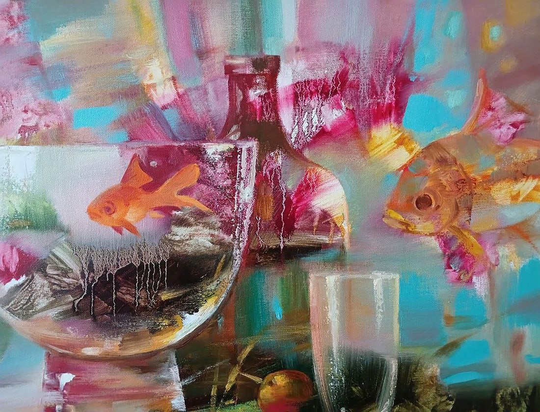 Abstract oil painting Gold fish Anatoly Tarabanov - 7