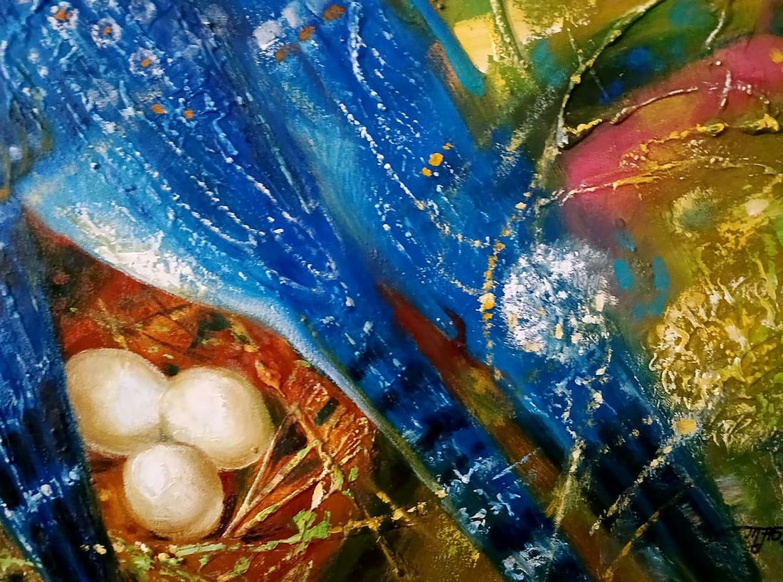 Abstract oil painting Blue Bird Anatoly Tarabanov - 7