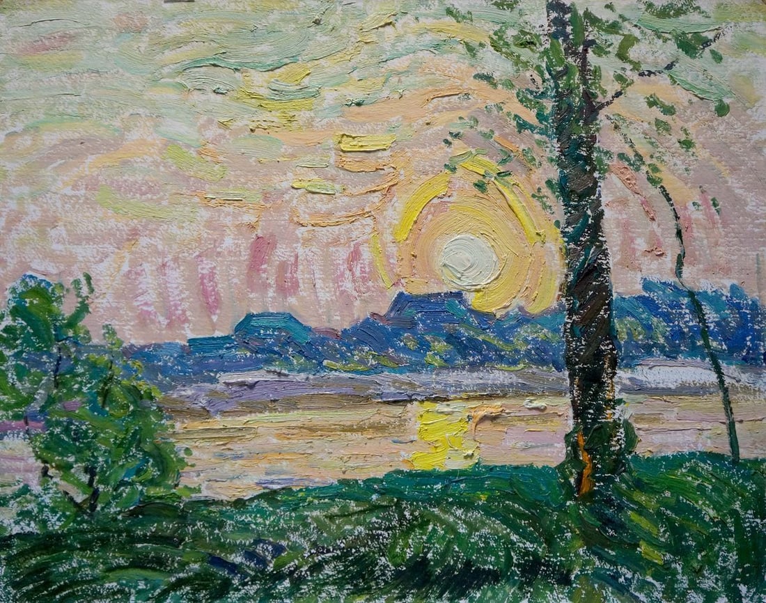 Oil painting Sunset Sevastyanov Viktor Grigorievich: Title: Oil painting Sunset Sevastyanov Viktor Grigorievich Description: NoVerns 753 *** ABOUT THIS PAINTING *** * TITLE: "Sunset" * ARTISTS: Sevastyanov Viktor Grigorievich * SIZE: 40x50 cm/'15.74x19.