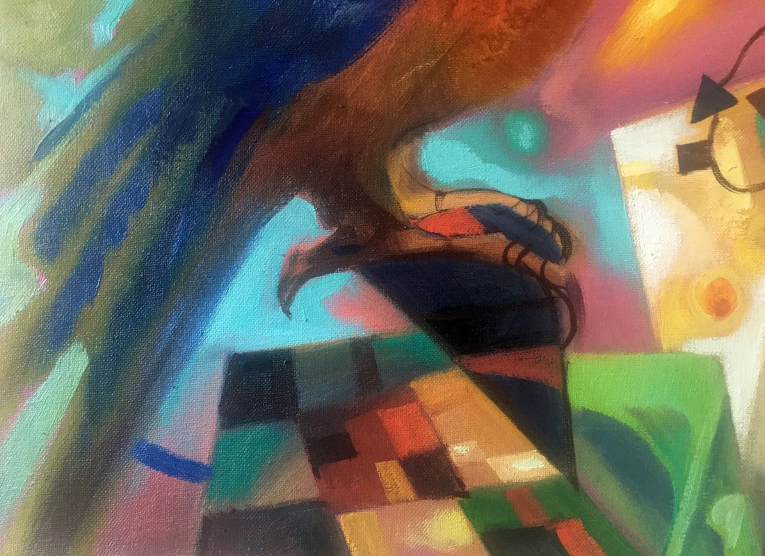 Abstract oil painting Still life with a parrot Anatoly Borisovich Tarabanov - 8