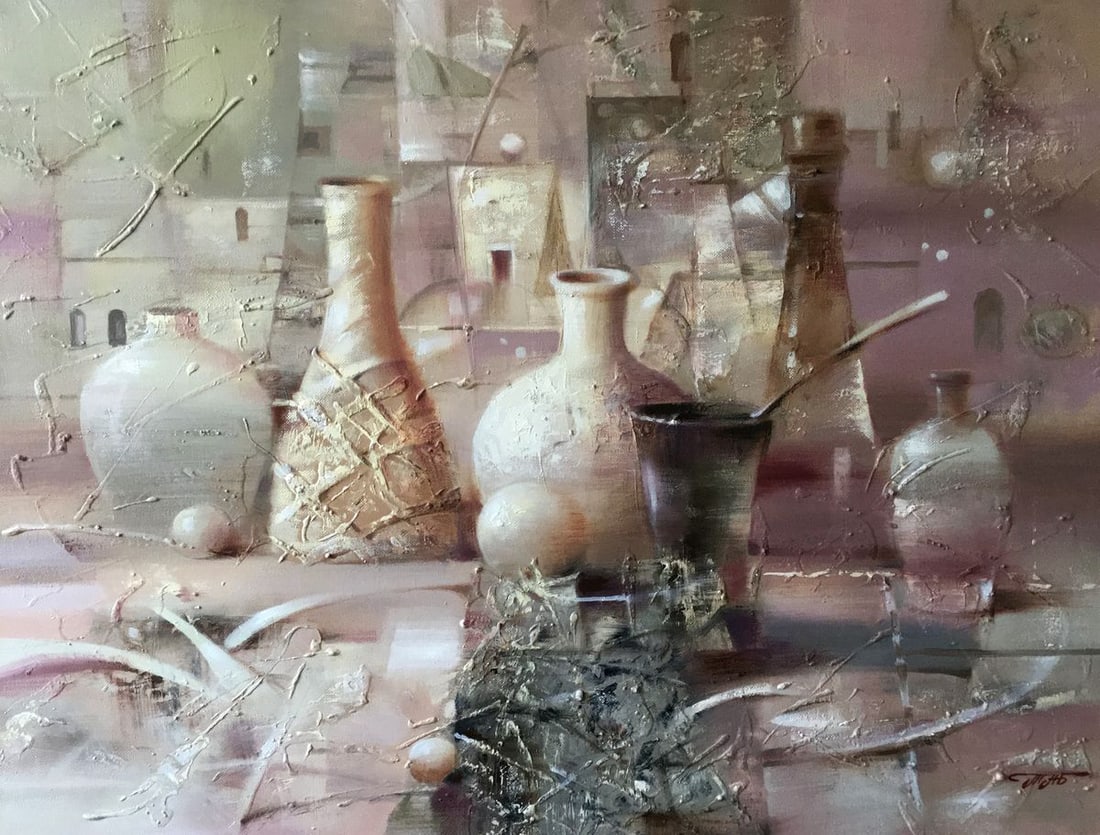 Abstract oil painting White still life Anatoly Borisovich Tarabanov (1 of 11)