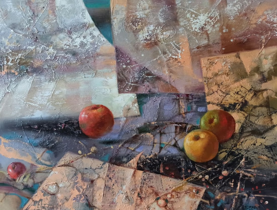 Abstract oil painting Apples Anatoly Borisovich Tarabanov: Title: Abstract oil painting Apples Anatoly Borisovich Tarabanov Description: NoTar 112 *** ABOUT THIS PAINTING *** * TITLE: "Apples" * ARTISTS: Anatoly Borisovich Tarabanov * SIZE: 60x80 cm/'23.62x31