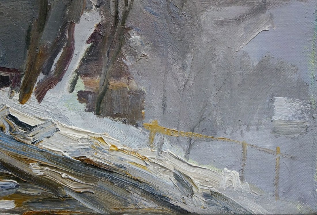 Oil painting Winter landscape - 5