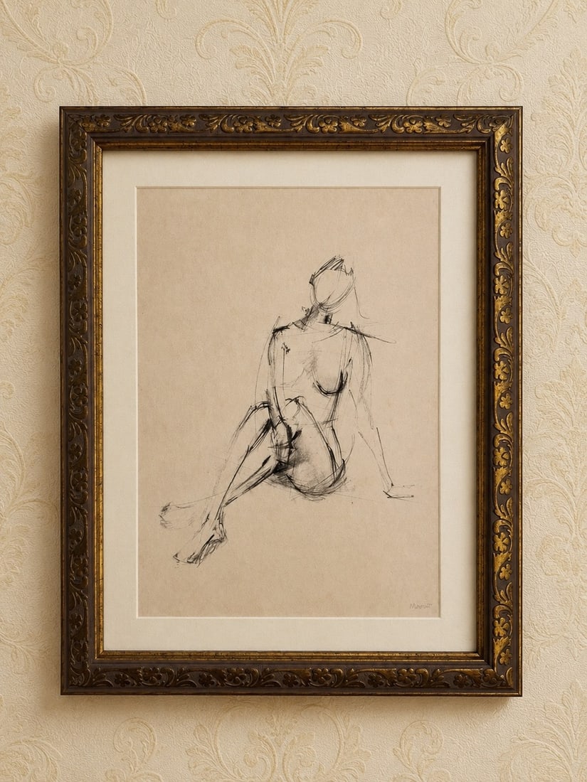 M. Anoir, Figural Study, Charcoal on Paper - 3