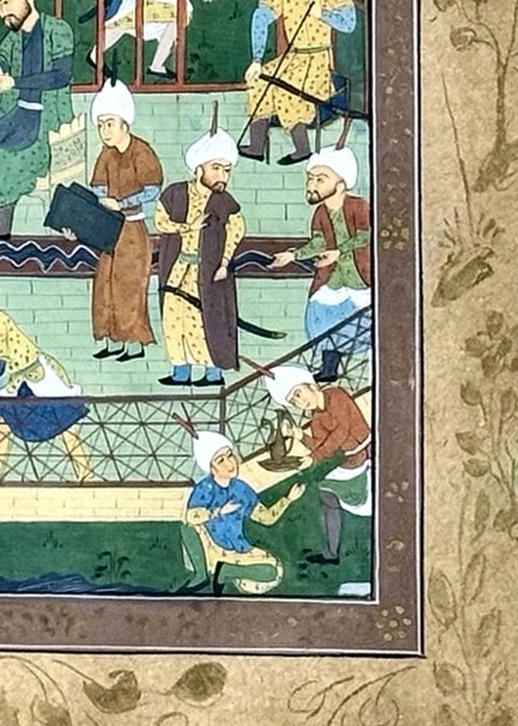 Antique Persian Style Miniature Painting of an Enthroned Ruler - 6