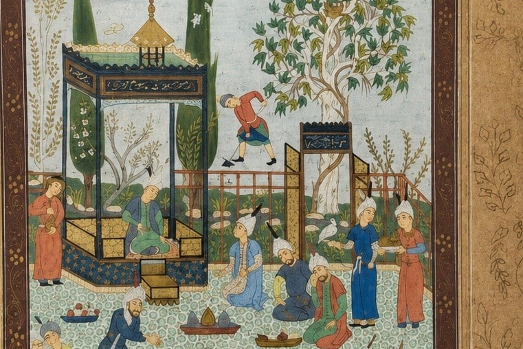 Antique Persian Miniature Painting in Gilt & Ebonized Frame. - 3