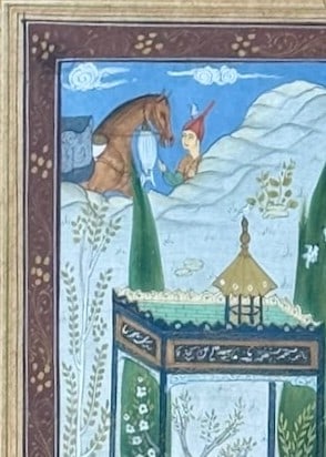 Antique Persian Miniature Painting in Gilt & Ebonized Frame. - 4