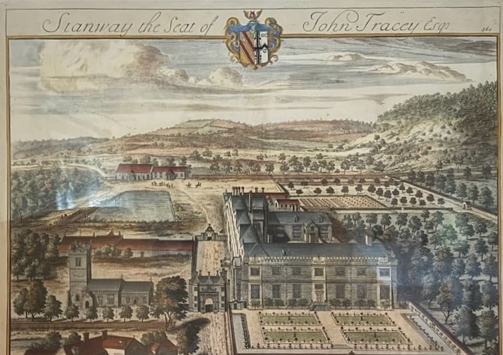 Late 18th Century Hand-Colored Engraving, "Stanway the Seat of John Tracey Esq" - 3