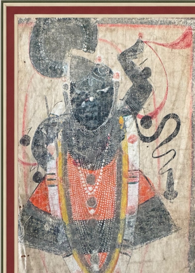 Antique Nathdwara Painting of Shrinathji (Krishna), Framed - 1 of 3 - 4