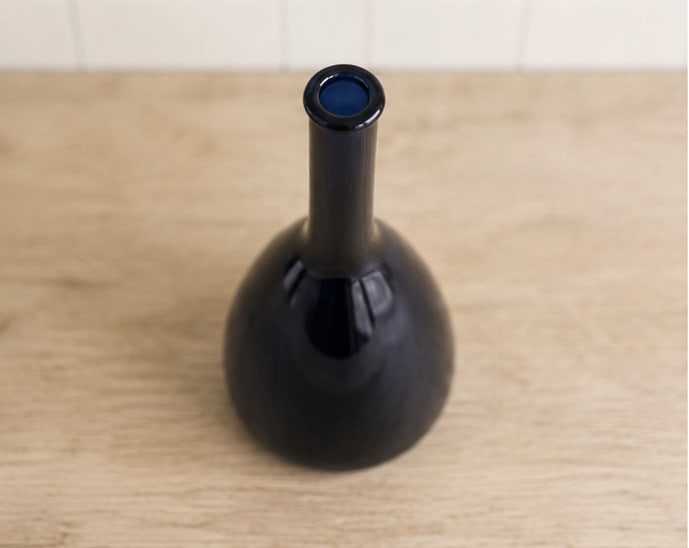 Mid-Century Modern Cobalt Blue Glass Decanter Vase, Scandinavian Modern Art Glass. - 3