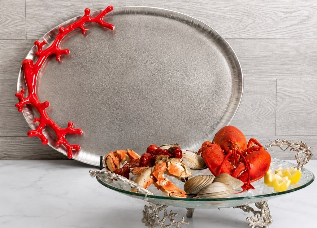 Large Michael Aram Coral Reef Platter Silver-Tone Serving Tray. - 2