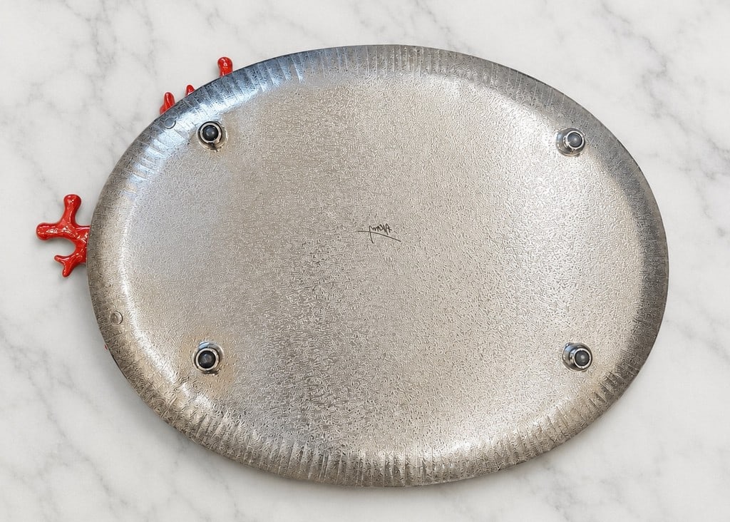 Large Michael Aram Coral Reef Platter Silver-Tone Serving Tray. - 3