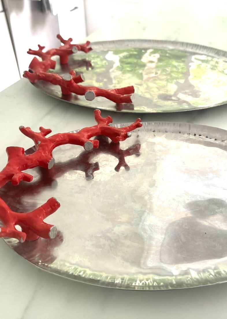 Large Michael Aram Coral Reef Platter Silver-Tone Serving Tray. - 6