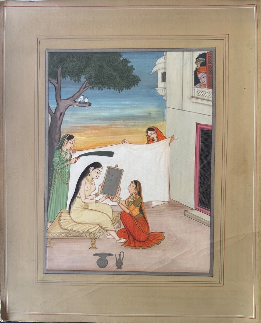 Indian Miniature Painting - Opaque watercolor and gold on paper, Jaipur School, 19th/20th centu... - 2