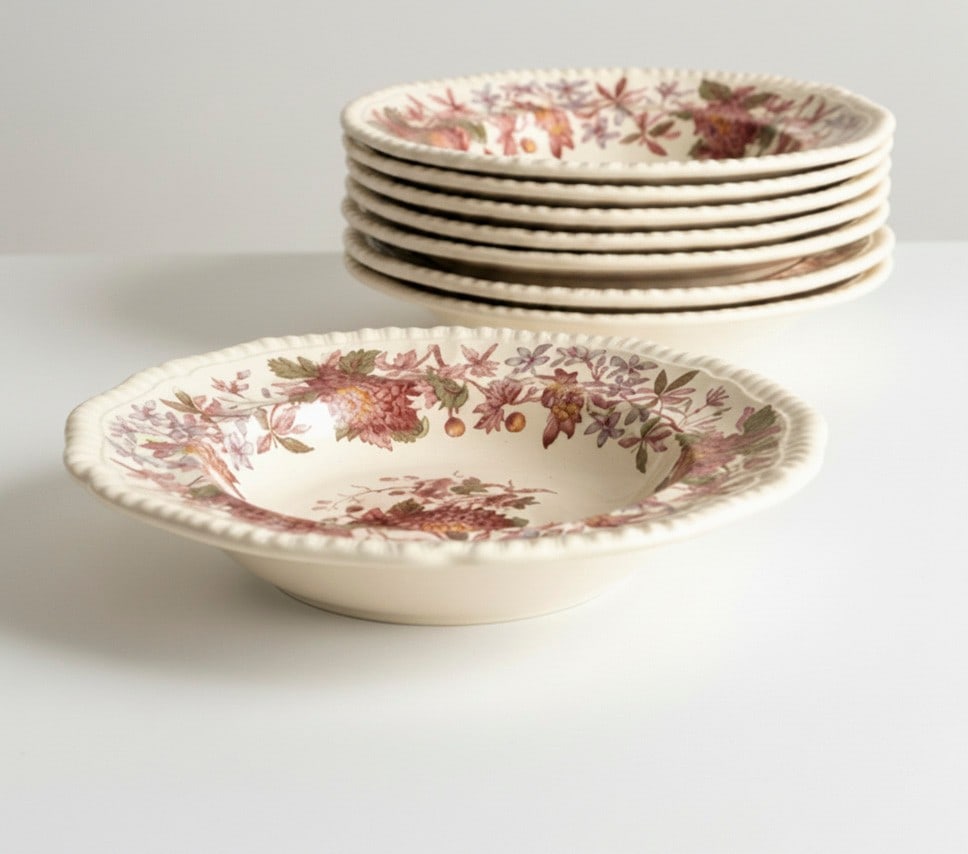 Set of Eight Spode Copeland 'Spode's Aster' Dinner Plates (1 of 5)