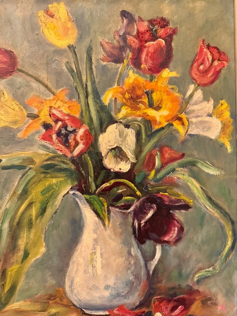 Arnold, Still Life with Tulips. Oil on canvas, signed. - 2