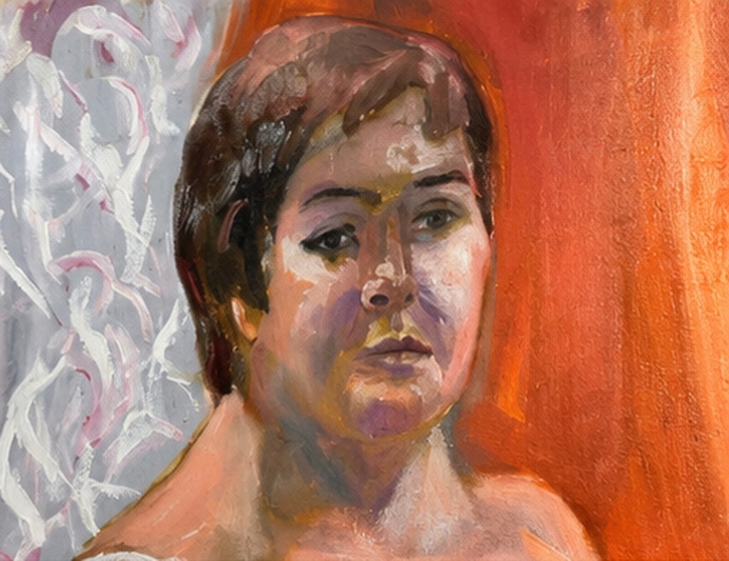 Roussos 1988 Female Portrait Oil on Canvas - 4