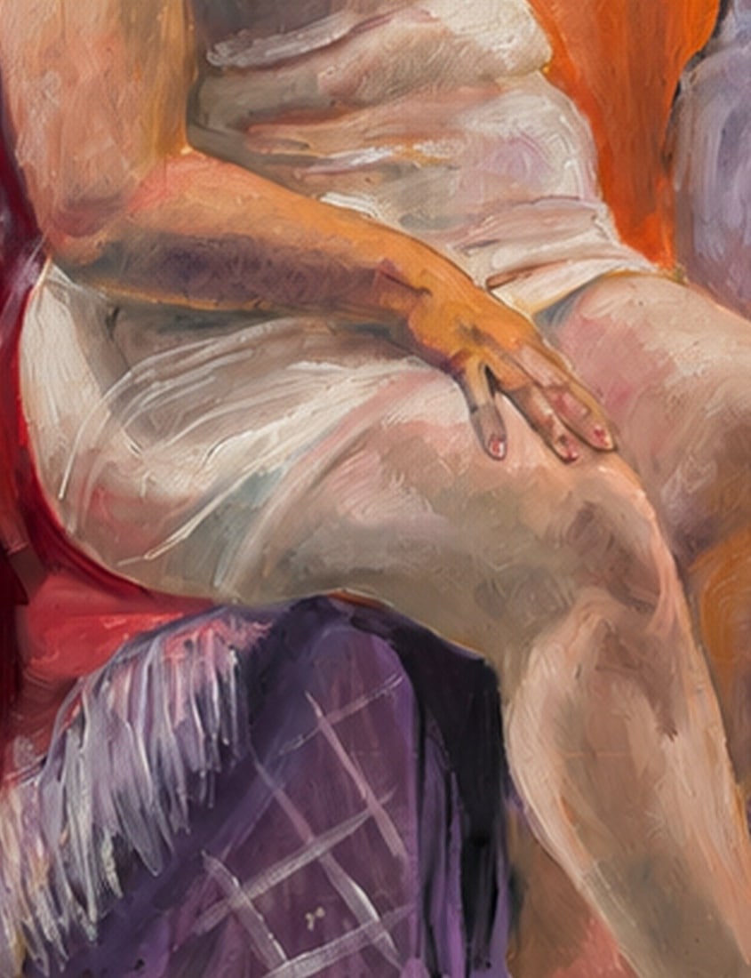 Roussos 1988 Female Portrait Oil on Canvas - 5