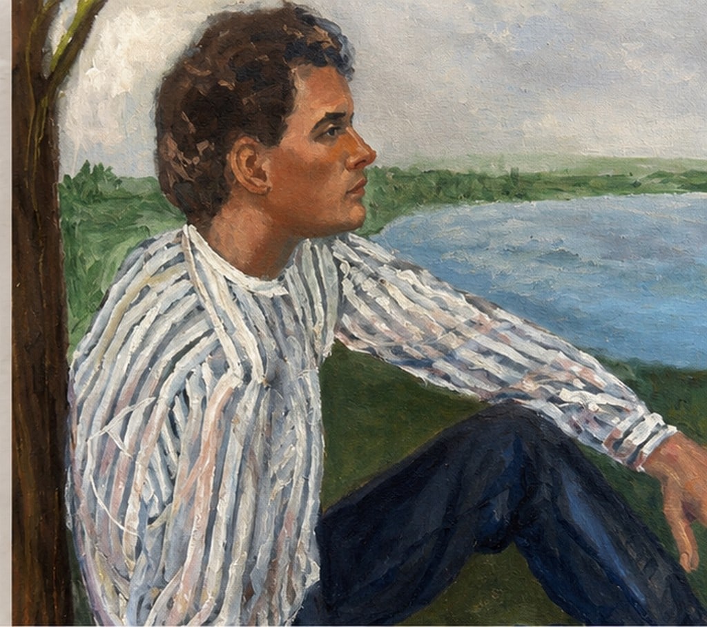 Figurative Lakeside Portrait Painting by H. Roussos - 2
