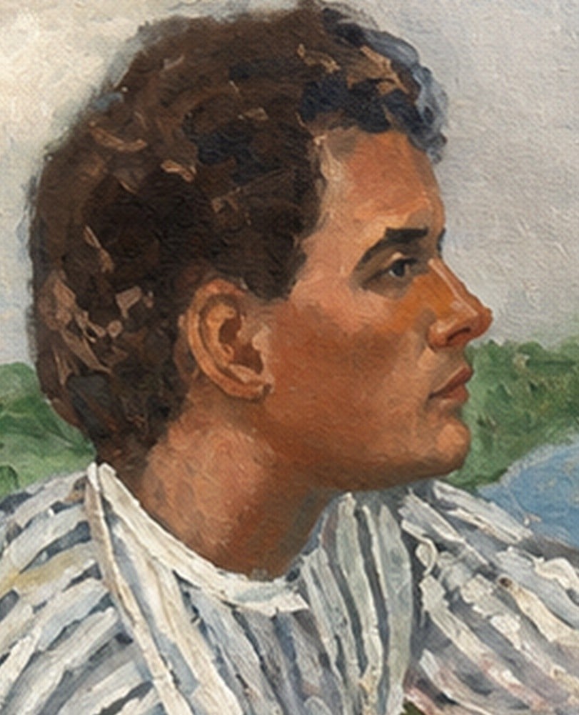 Figurative Lakeside Portrait Painting by H. Roussos - 3