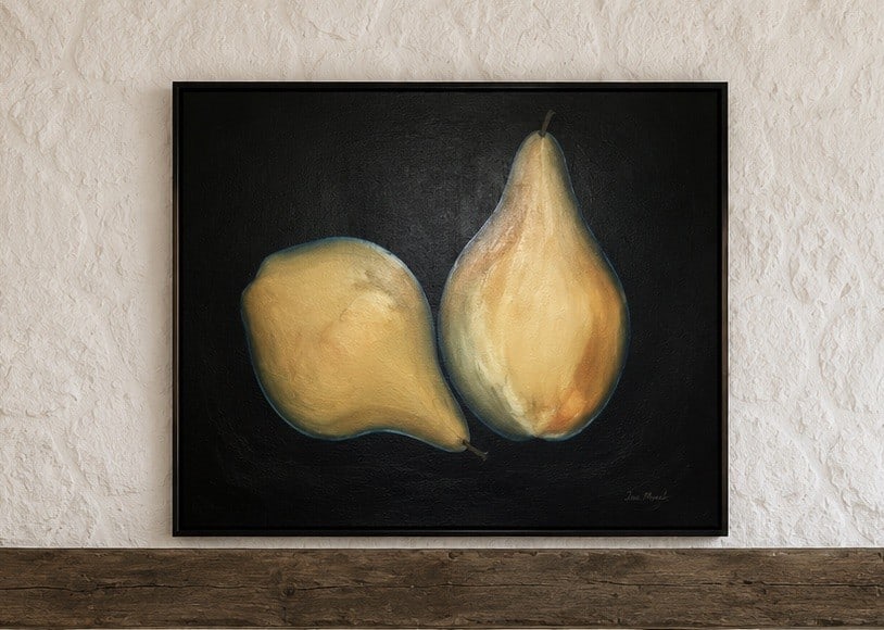 Pears by Patti Hirst, Oil On Large Canvas - Contemporary Still Life Oil Painting of Two Pears. - 3