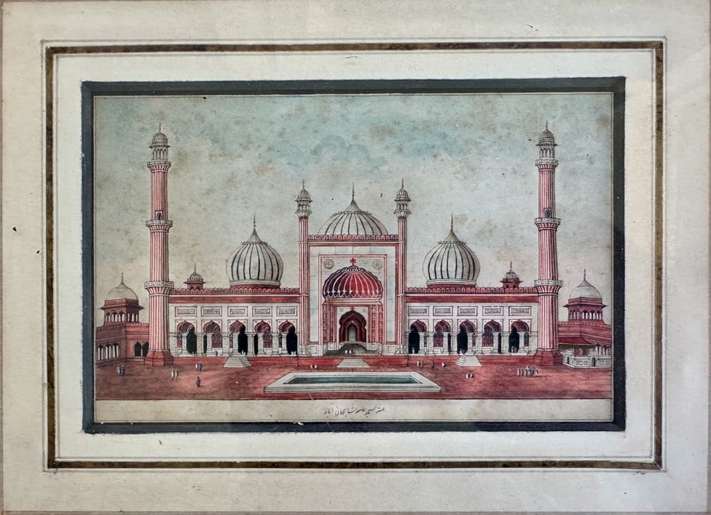 British Company School, Delhi School, c. 1836. View of the Jama Masjid, Delhi. Watercolor on pap... - 3